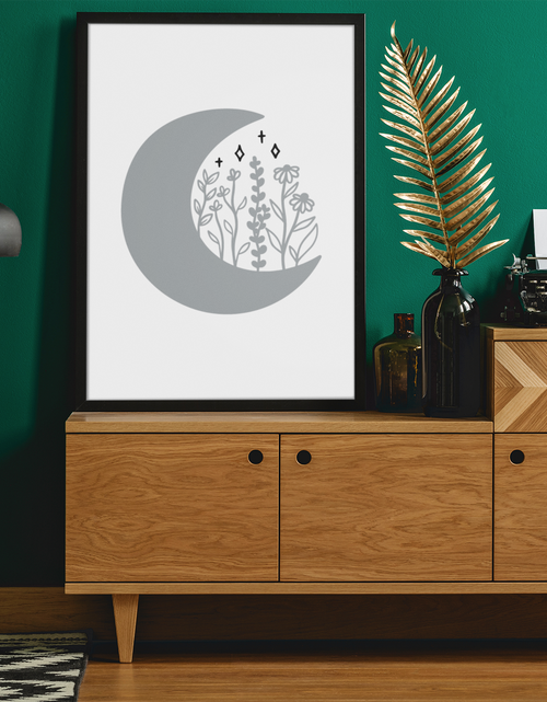 Load image into Gallery viewer, Floral Moon 2022 Boho Hippie Simple Home Wall Decor Print by WinsterCreations™ Official Store
