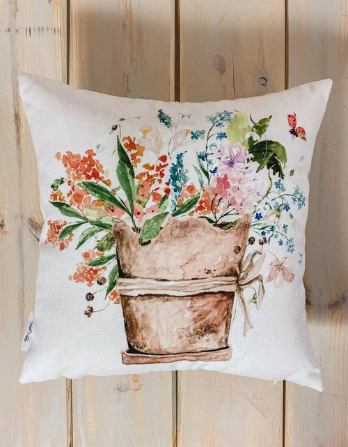 Load image into Gallery viewer, Flower Pot | Pillow Cover | Orange Floral | Throw Pillow | Pillow | Accent Pillow Covers | Aesthetic Room Decor | Country Decor | Gift by UniikPillows
