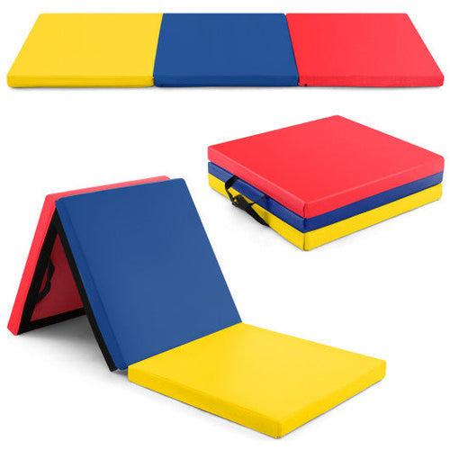 Load image into Gallery viewer, 6 x 2 FT Tri-Fold Gym Mat with Handles and Removable Zippered Cover-Multicolor

