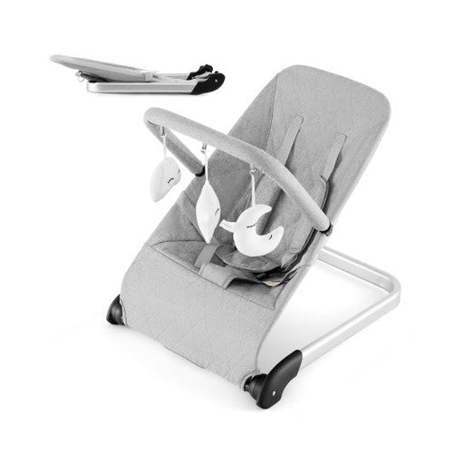 Load image into Gallery viewer, Foldable Baby Bouncer with Removable Fabric Cover and Toy Bar-Gray
