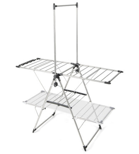 Large Foldable Clothes Drying Rack with Tall Hanging Bar