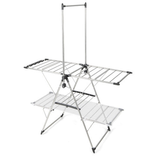 Load image into Gallery viewer, Large Foldable Clothes Drying Rack with Tall Hanging Bar
