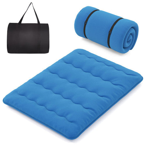 Load image into Gallery viewer, Foldable Futon Mattress with Washable Cover and Carry Bag for Camping Blue-Queen Size

