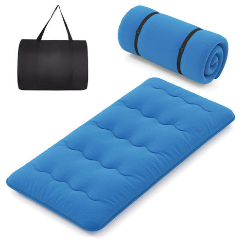 Load image into Gallery viewer, Foldable Futon Mattress with Washable Cover and Carry Bag for Camping Blue-Twin Size
