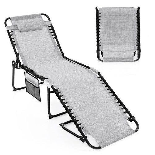Load image into Gallery viewer, Foldable Recline Lounge Chair with Adjustable Backrest and Footrest-Gray
