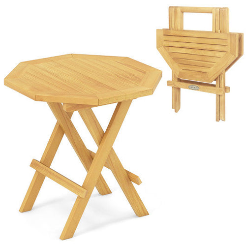 Load image into Gallery viewer, Teak Wood Octagon Coffee Table with X-shaped Legs and Slatted Tabletop

