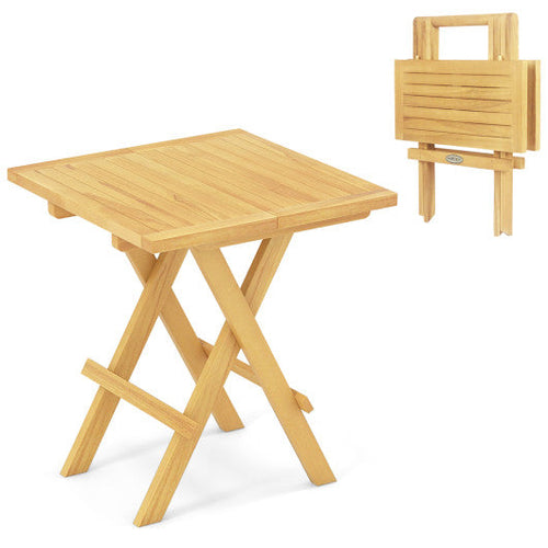 Load image into Gallery viewer, Teak Wood Square Coffee Table with X-shaped Legs and Slatted Tabletop
