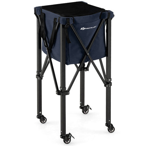 Load image into Gallery viewer, Lightweight Foldable Tennis Ball Teaching Cart with Wheels and Removable Bag-Blue
