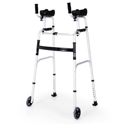 Load image into Gallery viewer, Folding Height Adjustable Walking Frame with Armrest Support-Silver
