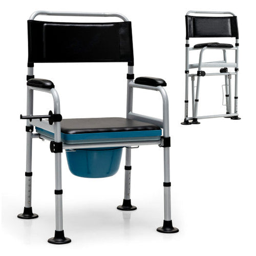 Load image into Gallery viewer, 4-in-1 Folding Bedside Commode Chair with Detachable Bucket and Towel Holder
