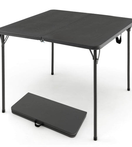 Folding Camping Table with All-Weather HDPE Tabletop and Rustproof Steel Frame-Gray