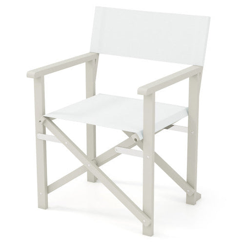 Load image into Gallery viewer, Folding Director Chair with Acacia Wood Frame and Machine Washable Oxford Fabric-Off White
