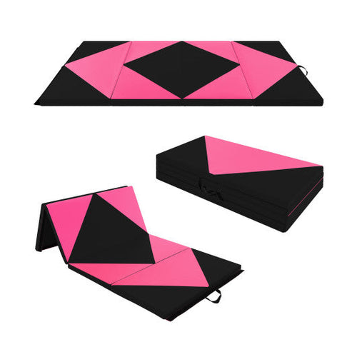 Load image into Gallery viewer, 8 Feet PU Leather Folding Gymnastics Mat with Hook and Loop Fasteners-Heart Pink
