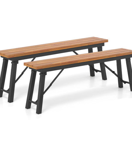 Folding Picnic Bench Set Rectangular Acacia Wood Dining Camping BBQ Benches