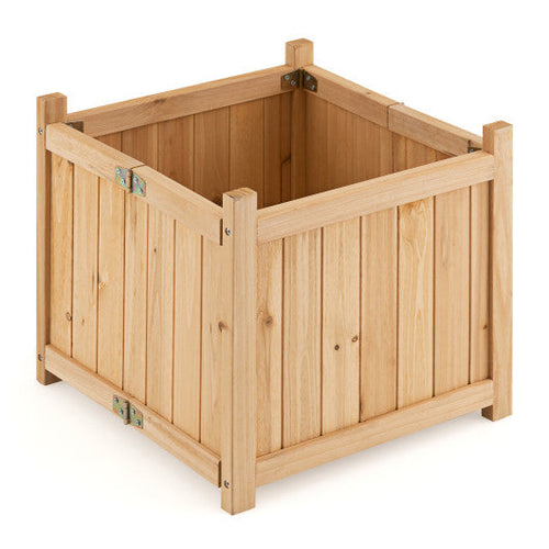 Load image into Gallery viewer, Folding Square Fir Wood Raised Garden Bed with Removable Bottom
