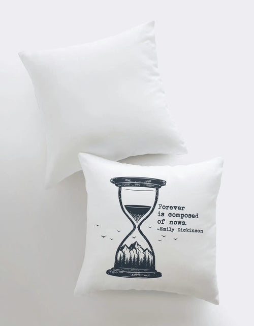 Load image into Gallery viewer, Forever is Composed of Nows | Pillow Cover | Hour glass Pillow Cover | Throw Pillow | Home Décor | Motivational Quotes | Bedroom Decor by UniikPillows
