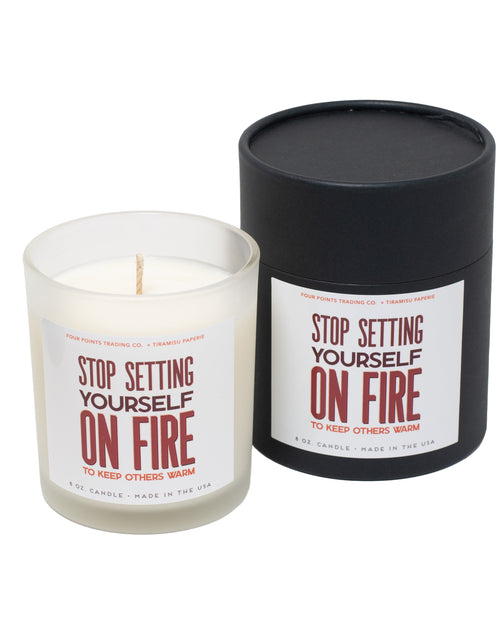 Load image into Gallery viewer, Stop Setting Yourself on Fire 8oz Soy Candle by Four Points Trading Co.
