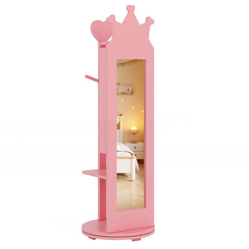 Load image into Gallery viewer, Free-Standing Full Length Mirror Kids Jewelry Armoire Cabinet-Pink
