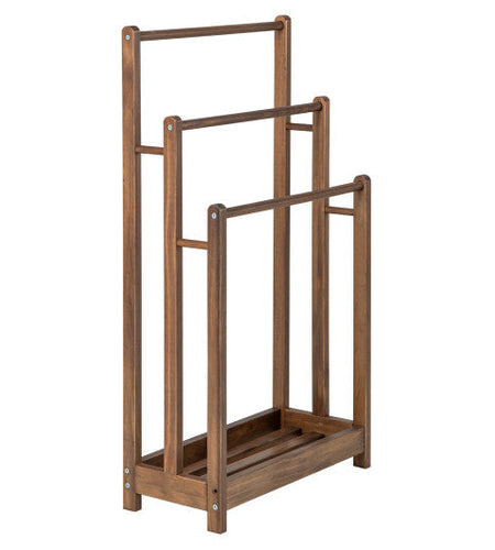 Freestanding Towel Rack 3-Bar Hand Towel Drying Stand with Bottom Storage Shelf-Rustic Brown