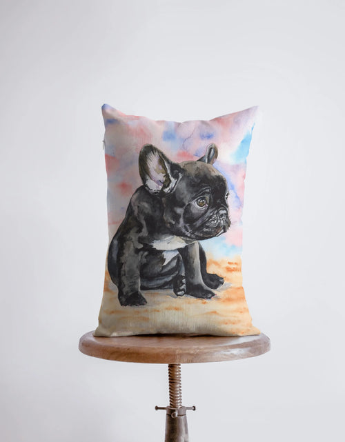 Load image into Gallery viewer, French Bulldog Puppy | Watercolor Bulldog | 12x18 | Pillow Cover | Dogs | Home Décor | Custom Dog Pillow | Dog Lover Gift | Dog Mom Gift by UniikPillows
