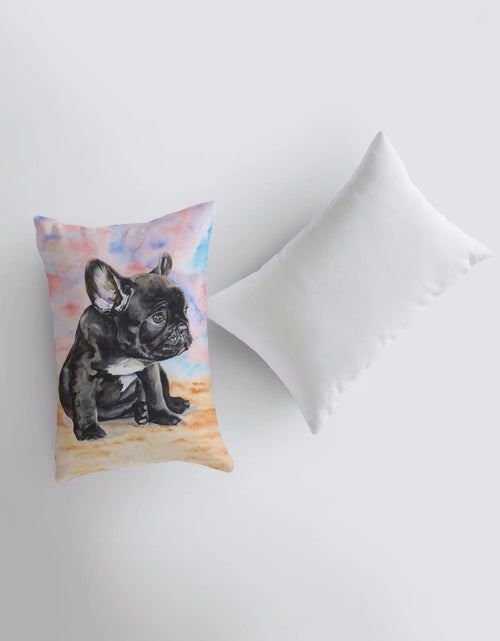 Load image into Gallery viewer, French Bulldog Puppy | Watercolor Bulldog | 12x18 | Pillow Cover | Dogs | Home Décor | Custom Dog Pillow | Dog Lover Gift | Dog Mom Gift by UniikPillows

