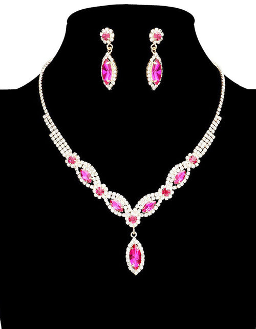 Load image into Gallery viewer, Marquise Stone Accented Rhinestone Necklace by Madeline Love

