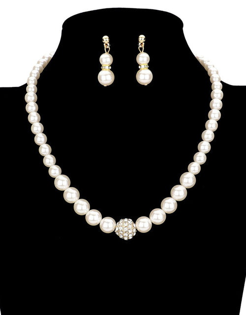 Load image into Gallery viewer, Pave Ball Pearl Strand Necklace by Madeline Love
