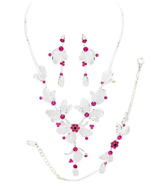 Load image into Gallery viewer, Stone Accented Metal Mesh Petal Jewelry Set by Madeline Love
