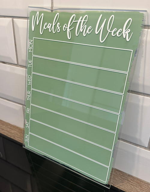 Load image into Gallery viewer, Meals Of The Week Menu Food Meal Planner Painted A4 Clear Acrylic Wipeable Sign With Drywipe Pen by WinsterCreations™ Official Store
