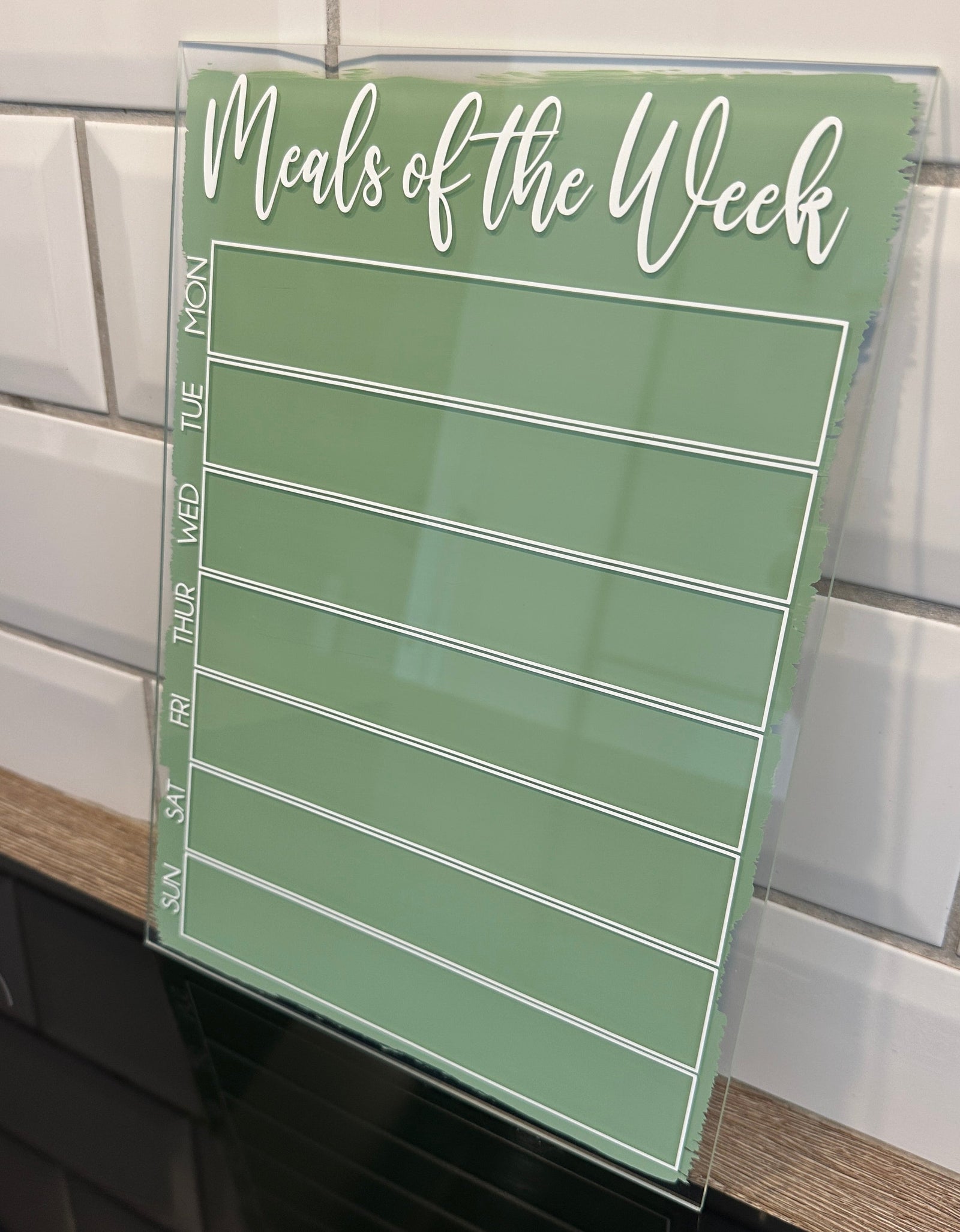 Meals Of The Week Menu Food Meal Planner Painted A4 Clear Acrylic Wipeable Sign With Drywipe Pen by WinsterCreations™ Official Store
