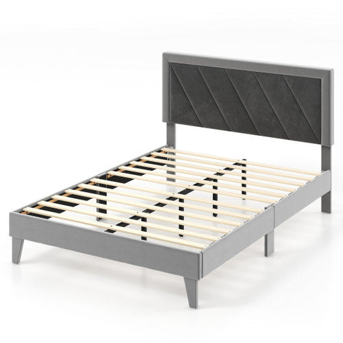 Load image into Gallery viewer, Twin/Full/Queen Platform Bed with High Headboard and Wooden Slats-Full Size
