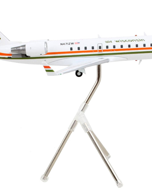 Load image into Gallery viewer, Bombardier CRJ200 Commercial Aircraft "Air Wisconsin" White with Orange and Green Stripes "Gemini 200" Series 1/200 Diecast Model Airplane by GeminiJets
