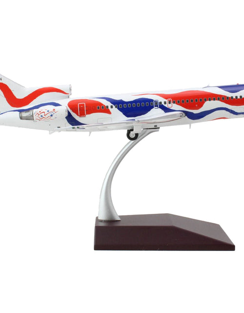 Load image into Gallery viewer, Boeing 727-200 Commercial Aircraft "Braniff International Airways - Calder Bicentennial Livery" White with Red and Blue Stripes "Gemini 200" Series 1/200 Diecast Model Airplane by GeminiJets
