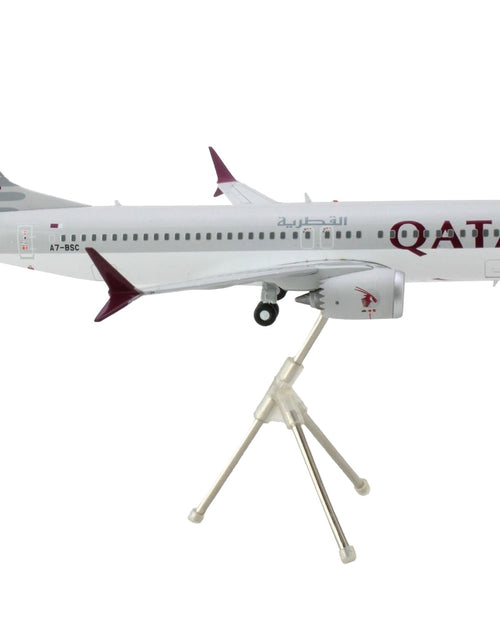 Load image into Gallery viewer, Boeing 737 MAX 8 Commercial Aircraft "Qatar Airways" Gray and White with Tail Graphics "Gemini 200" Series 1/200 Diecast Model Airplane by GeminiJets
