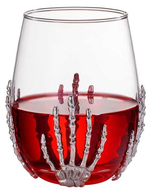 Load image into Gallery viewer, Stemless Skeleton Wine Glass | SINGLE | 17oz Halloween Skeleton Glasses 5" H, Goth Gifts, Skeleton Gifts, Skeleton Decor, Spooky Wine Gift Set, Perfect for Halloween Themed Parties by The Wine Savant
