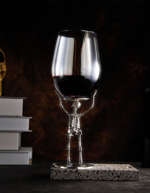 Load image into Gallery viewer, Stemmed Skeleton Wine Glass | SINGLE | 19oz Halloween Skeleton Glasses 10" H, Goth Gifts, Skeleton Gifts, Skeleton Decor, Spooky Wine Gift Set, Perfect for Halloween Themed Parties by The Wine Savant
