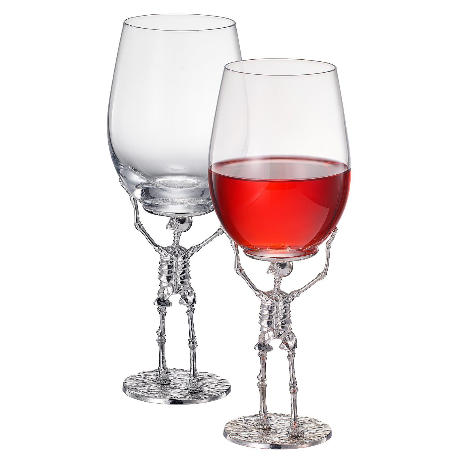 Stemmed Skeleton Wine Glass | Set of 2 | 19oz Halloween Skeleton Glasses 10" H, Goth Gifts, Skeleton Gifts, Skeleton Decor, Spooky Wine Gift Set, Perfect for Halloween Themed Parties by The Wine Savant