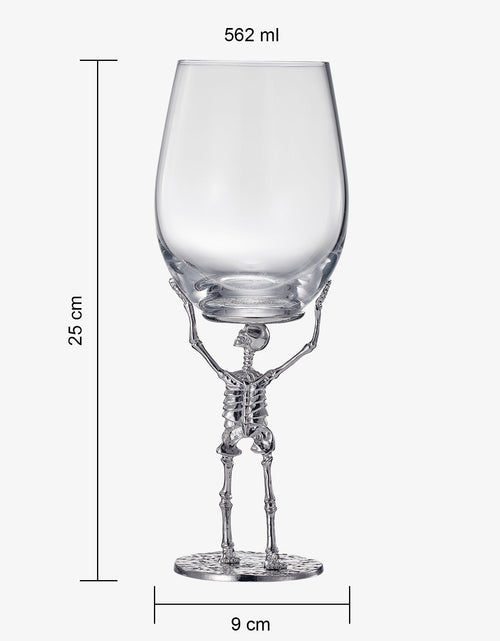 Load image into Gallery viewer, Stemmed Skeleton Wine Glass | SINGLE | 19oz Halloween Skeleton Glasses 10" H, Goth Gifts, Skeleton Gifts, Skeleton Decor, Spooky Wine Gift Set, Perfect for Halloween Themed Parties by The Wine Savant

