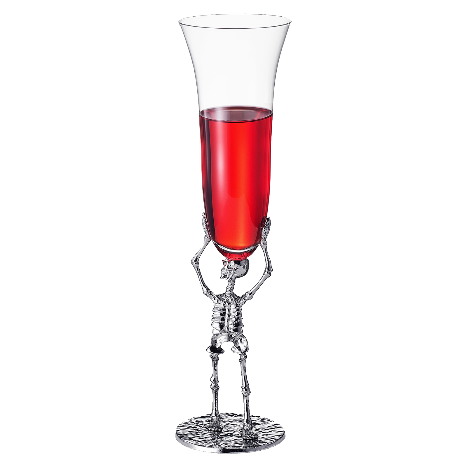 Skeleton Champagne Flute Glass | Single | 7.5oz Halloween Skeleton Glasses 10" H, Goth Gifts, Skeleton Gifts, Skeleton Decor, Spooky Wine Gift Set, Perfect for Halloween Themed Parties by The Wine Savant