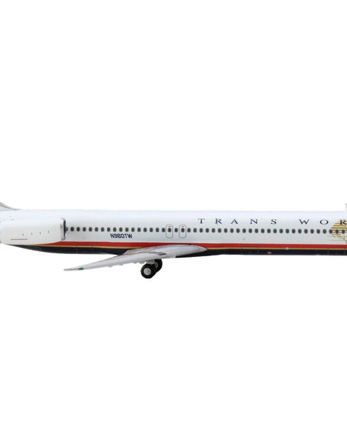 Load image into Gallery viewer, McDonnell Douglas MD-82 Commercial Aircraft "Trans World Airlines" White with Red Stripes 1/400 Diecast Model Airplane by GeminiJets
