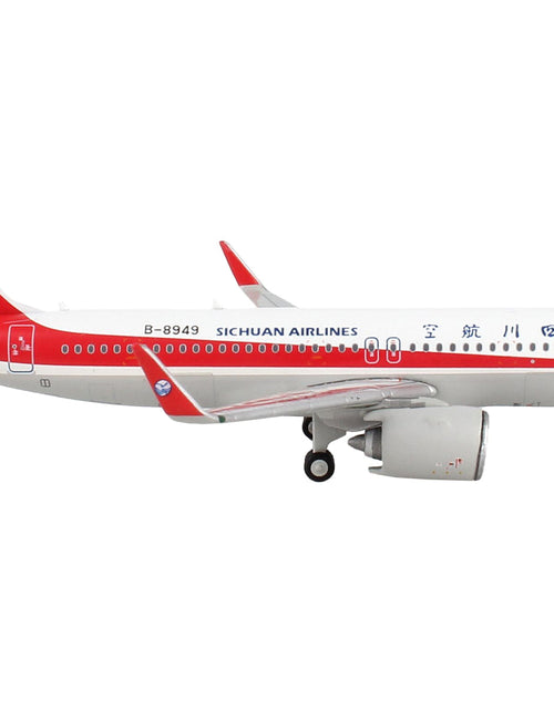 Load image into Gallery viewer, Airbus A320neo Commercial Aircraft "Sichuan Airlines" White with Red Stripes and Tail 1/400 Diecast Model Airplane by GeminiJets
