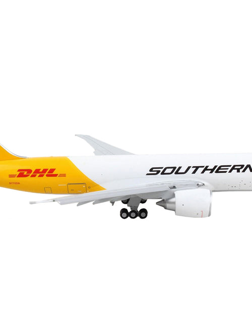 Load image into Gallery viewer, Boeing 777F Commercial Aircraft with Flaps Down "Southern Air - DHL" White and Yellow 1/400 Diecast Model Airplane by GeminiJets
