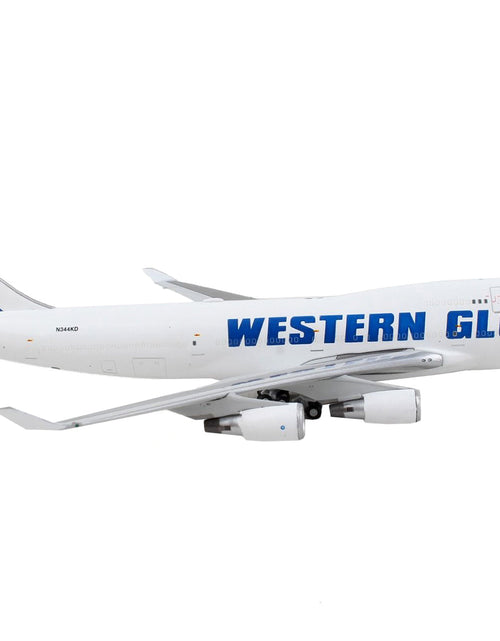 Load image into Gallery viewer, Boeing 747-400F Commercial Aircraft "Western Global" White with Blue Tail Stripes 1/400 Diecast Model Airplane by GeminiJets
