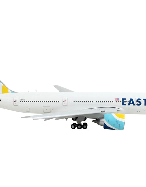 Load image into Gallery viewer, Boeing 777-200ER Commercial Aircraft with Flaps Down "Eastern Air Lines" White with Striped Tail 1/400 Diecast Model Airplane by GeminiJets
