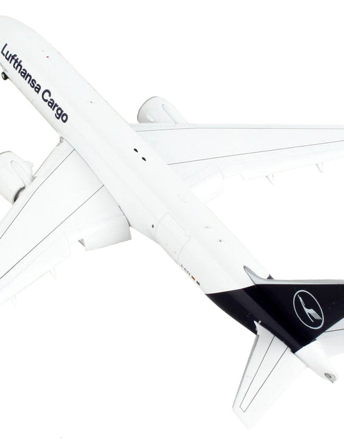 Load image into Gallery viewer, Boeing 777F Commercial Aircraft with Flaps Down "Lufthansa Cargo" White with Dark Blue Tail 1/400 Diecast Model Airplane by GeminiJets
