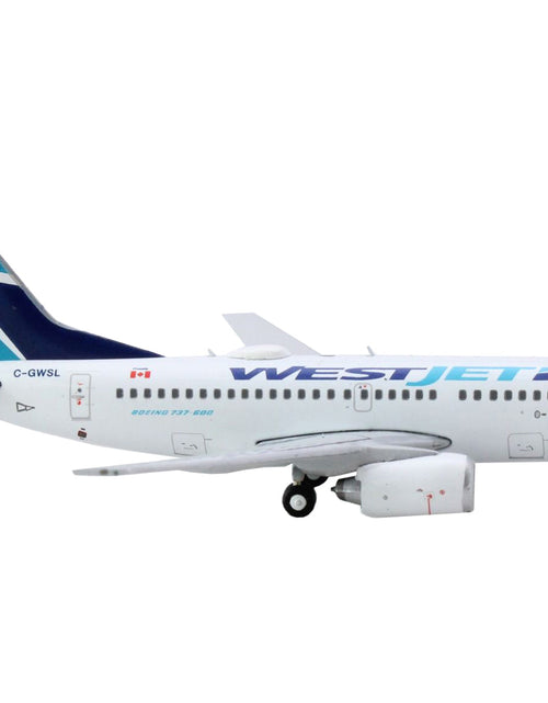 Load image into Gallery viewer, Boeing 737-600 Commercial Aircraft "Westjet Airlines" (C-GWSL) White with Blue Tail 1/400 Diecast Model Airplane by GeminiJets
