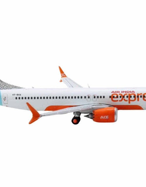 Load image into Gallery viewer, Boeing 737 MAX 8 Commercial Aircraft "Air India Express" (VT-BXA) White with Tail Graphics 1/400 Diecast Model Airplane by GeminiJets

