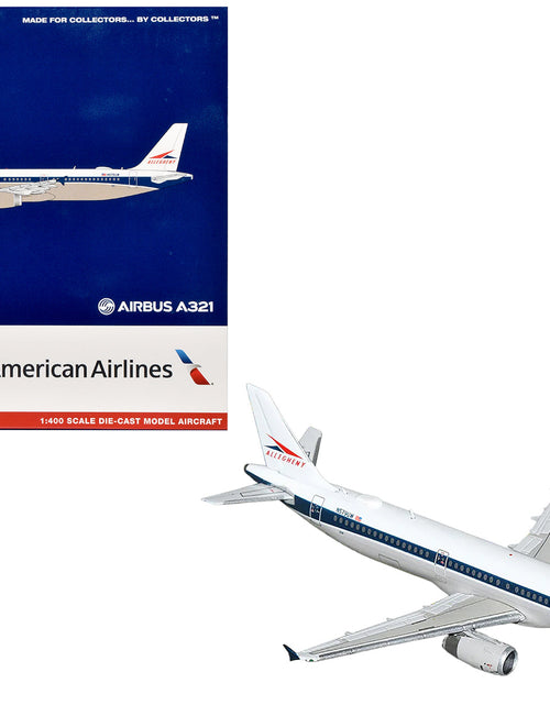 Load image into Gallery viewer, Airbus A321 Commercial Aircraft "American Airlines - Allegheny Heritage" (N579UW) White with Blue Stripes 1/400 Diecast Model Airplane by GeminiJets
