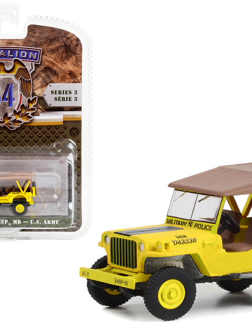 Load image into Gallery viewer, 1949 Willys Jeep MB U.S. Army "545th Military Police Company Camp Drake Japan Training Camp" Yellow "Battalion 64" Series 3 1/64 Diecast Model Car by Greenlight
