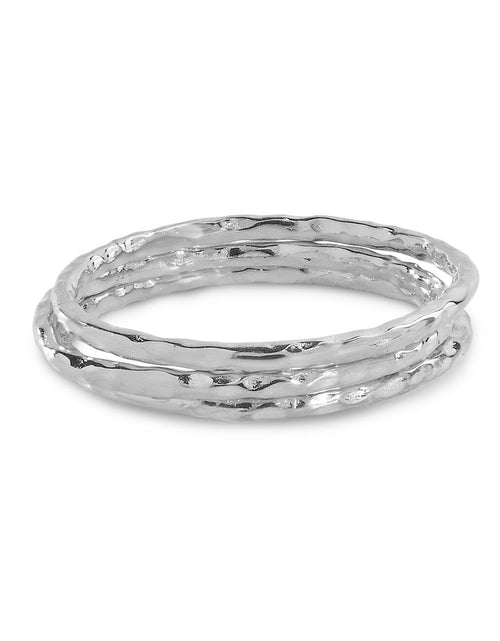 Load image into Gallery viewer, Textured Triple Band Ring Set by Sterling Forever
